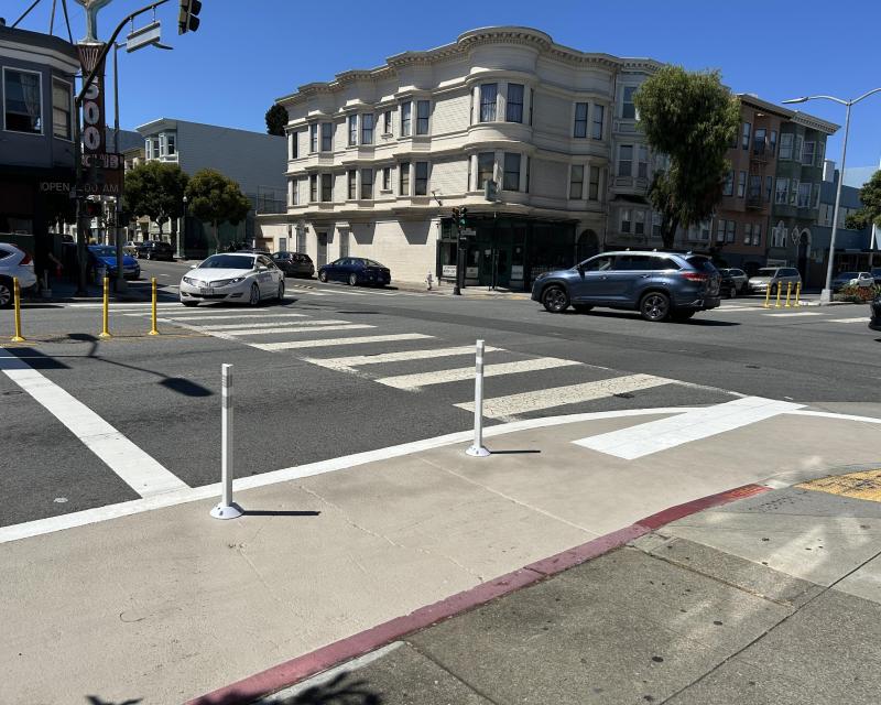 Photo of an intersection with Painted Safety Zone