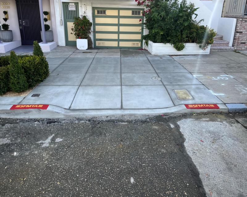 Example of a painted driveway red zone.