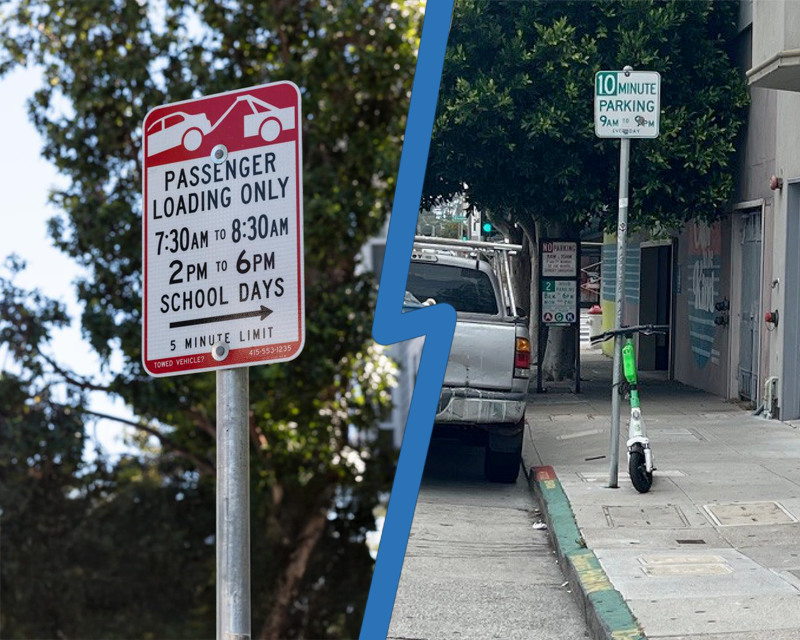 Split image of two types of parking zones.
