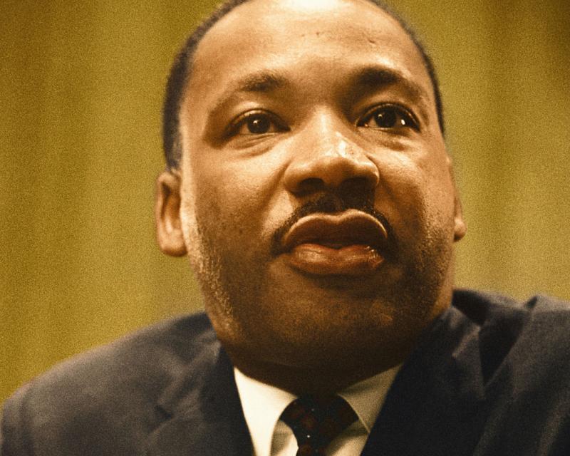 Portrait of MLK that is featured on the Muni commemorative ticket for Jan. 19 local march.