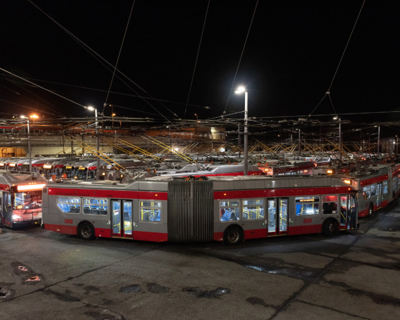 View of Potrero Yard before sunrise. 