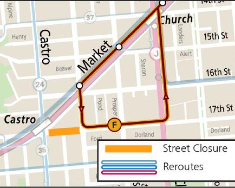 Event/Route map for Fleet Week Concert in the Castro