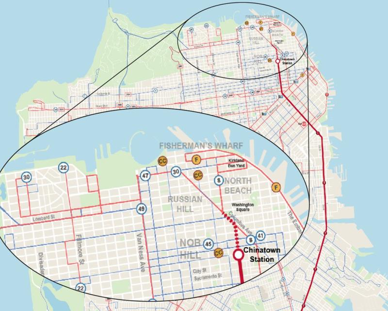 Project study area from Marina district to Embarcadero and Fisherman's Wharf to Chinatown