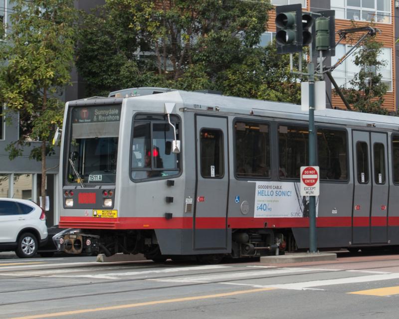 T-Third train on 3rd street in dogpatch/mission bay area