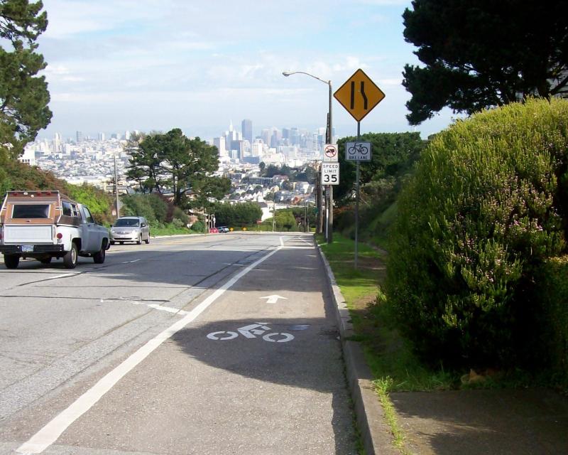 Clipper Street looking downhill towards Douglass Street