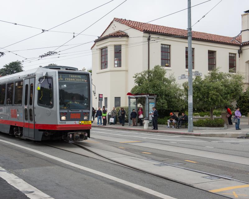L Taraval passing West Portal Library