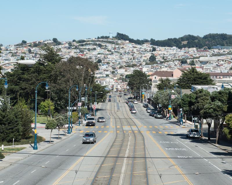 Overhead view of ocean avenue in outer mission area