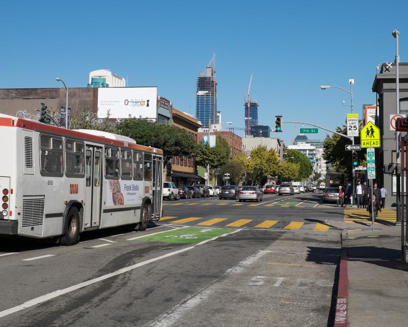 12 folsom bus passing 7th street on folsom in South of Market area