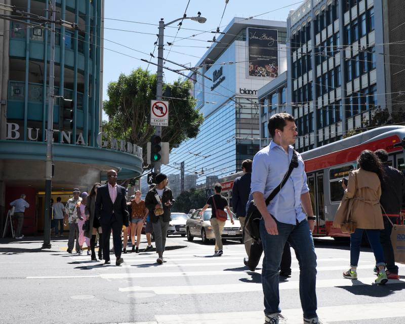 People walking at 5th and Mission