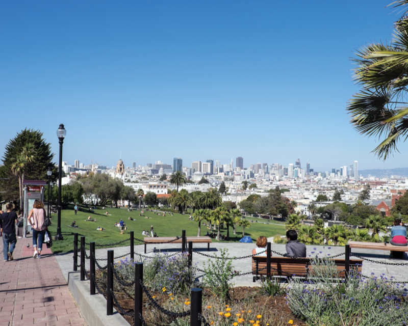 Image of San Francisco from above Dolores Park