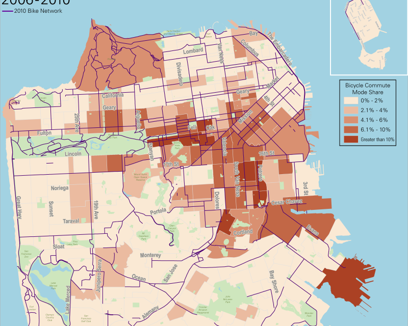 ACS Bicycle Commute Mode Share 2006-2010