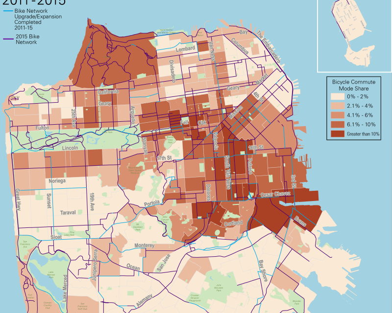 ACS Bicycle Commute Mode Share 2011-2015