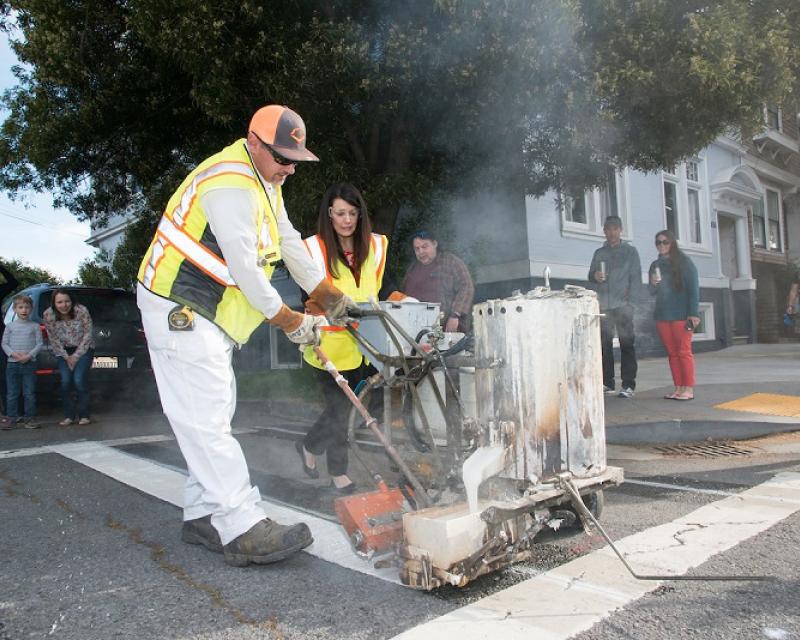 A new crosswalk going in at 12th and Lake.