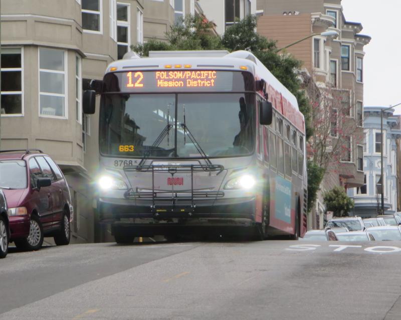 Image of 12 Folsom-Pacific bus on Pacific