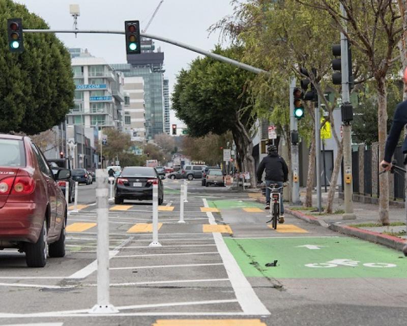 Bikes in the bike lane.