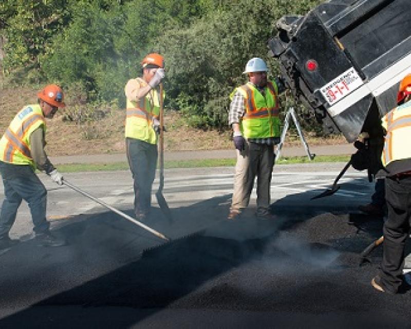 SFMTA crews working on speed humps.