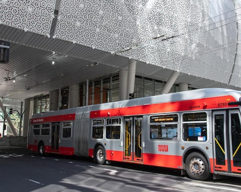 Bus at the Salesforce Transit Center
