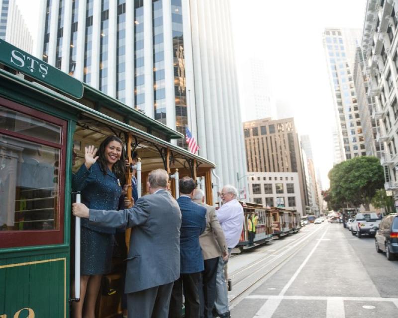 Mayor Breed on a Cable Car