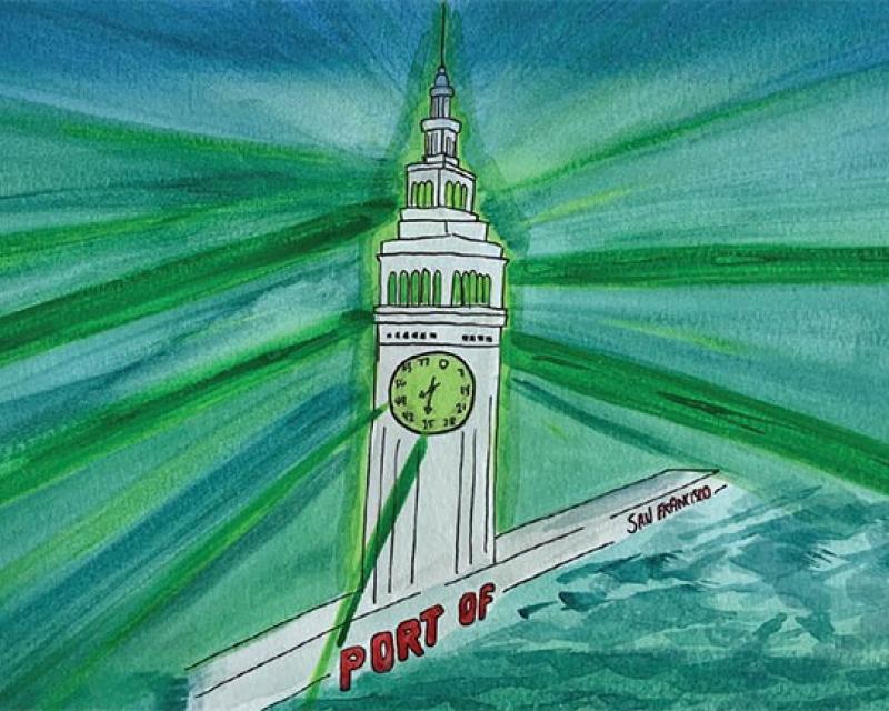 Vanessa Fajardo's Image of the San Francisco Ferry Building as submitted for Muni Art 2020