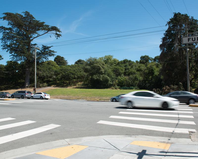 Uncontrolled pedestrian crossing on Fulton Street