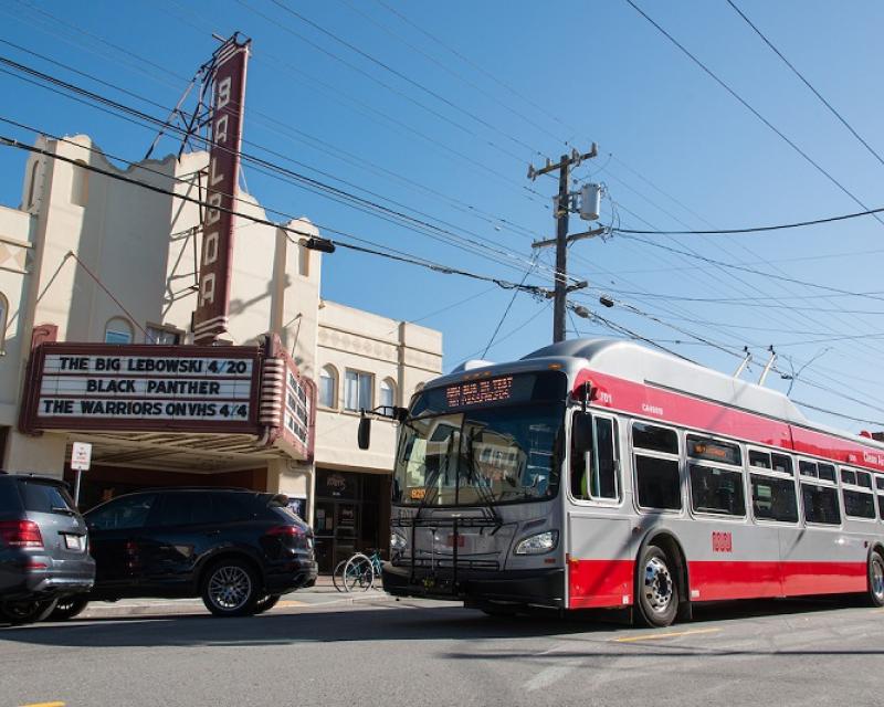 31 Balboa coach passing the Balboa Theater