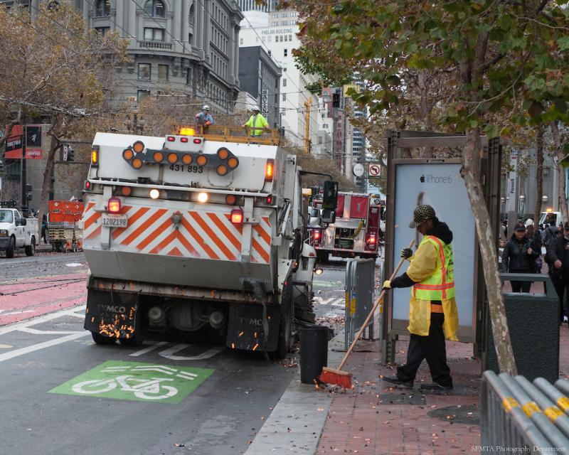 Street Sweeping taking place along Market Street