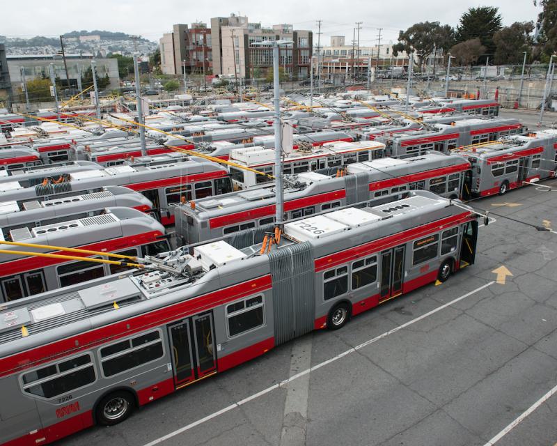 Potrero Yard aerial view of bus parking