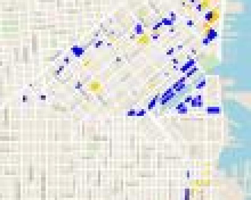 map of high density housing study area depicting location of surveyed buildings