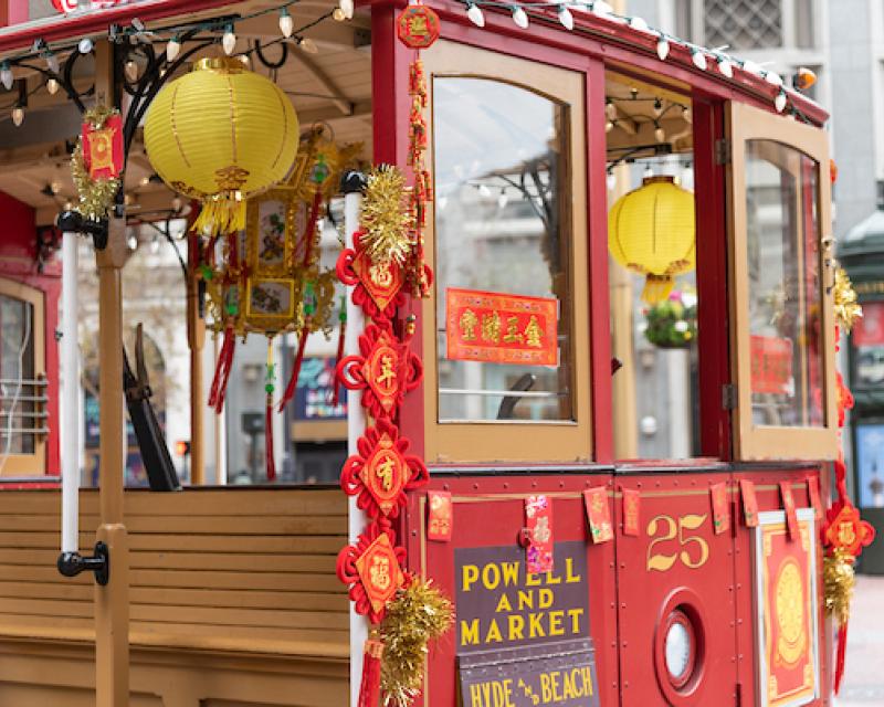 Cable Car decorated for the Lunar New Year