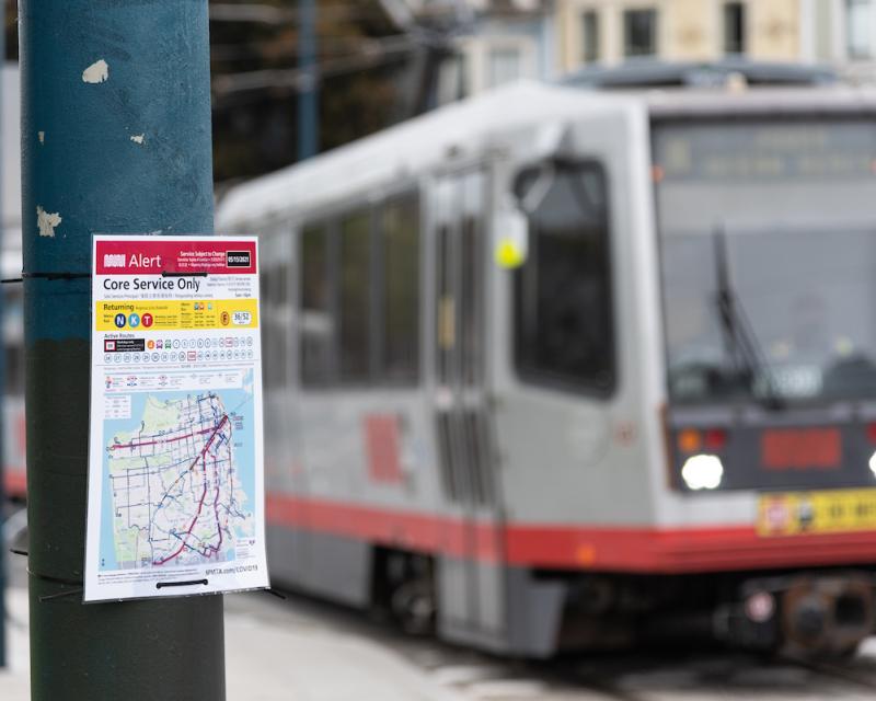 Photo of N Judah with temporary signage showing stop changes