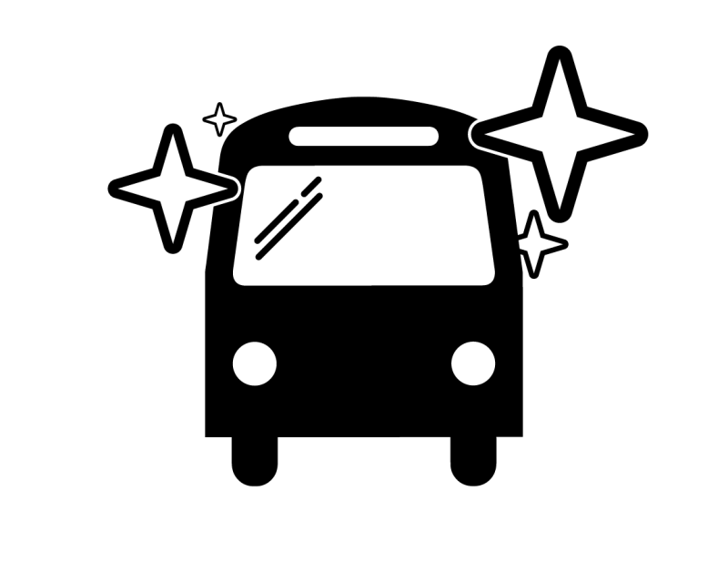 graphic of shiny bus indicating new or special service