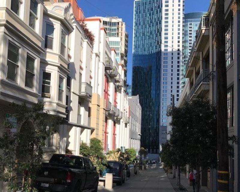 Streetscape with high-rise buildings