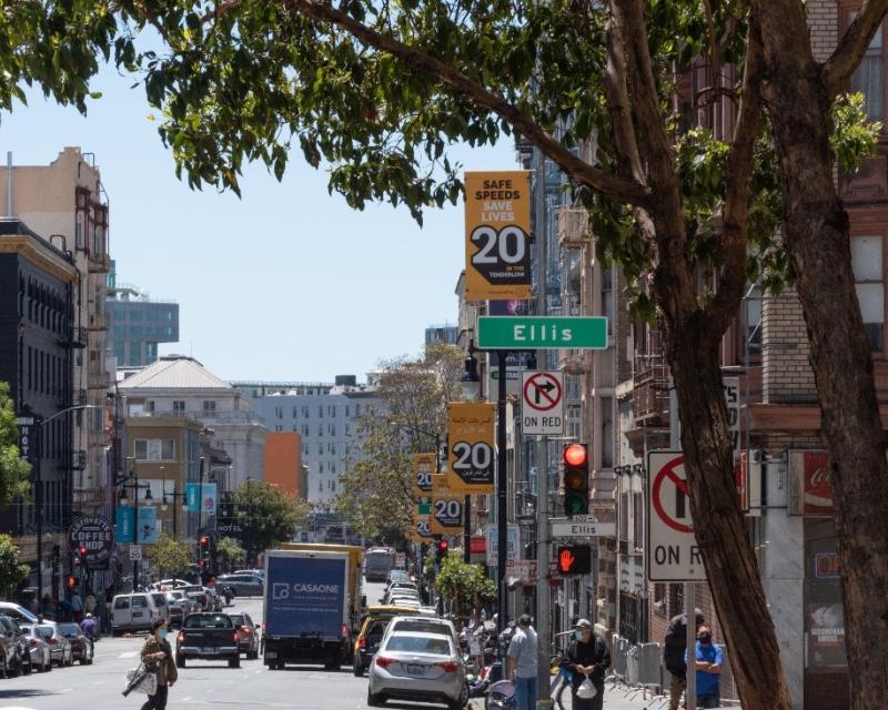 Photo  of Ellis Street with 20 MPH signs