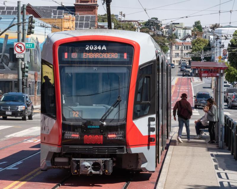 J Church LRV at the intersection of Market and Church Street 