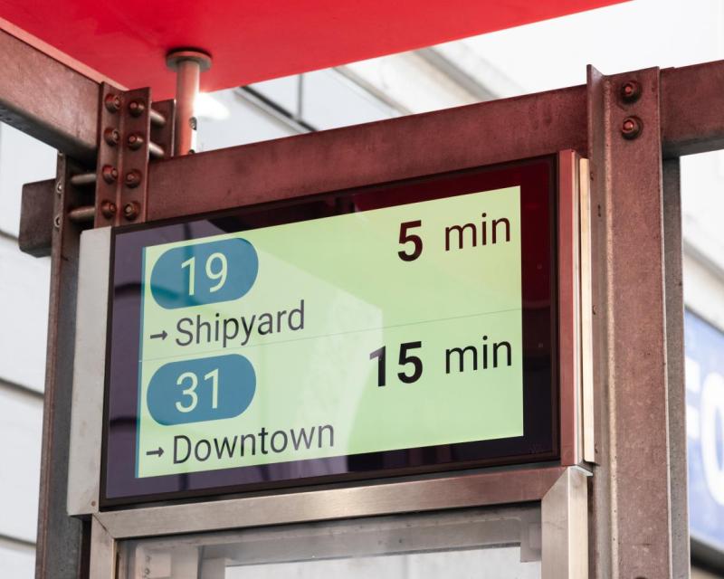 New customer information sign as seen on a bus shelter 