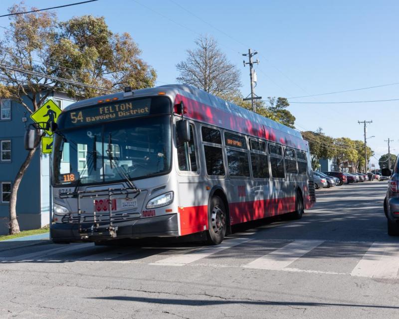 54 Felton in Hunters Point crossing a crosswalk