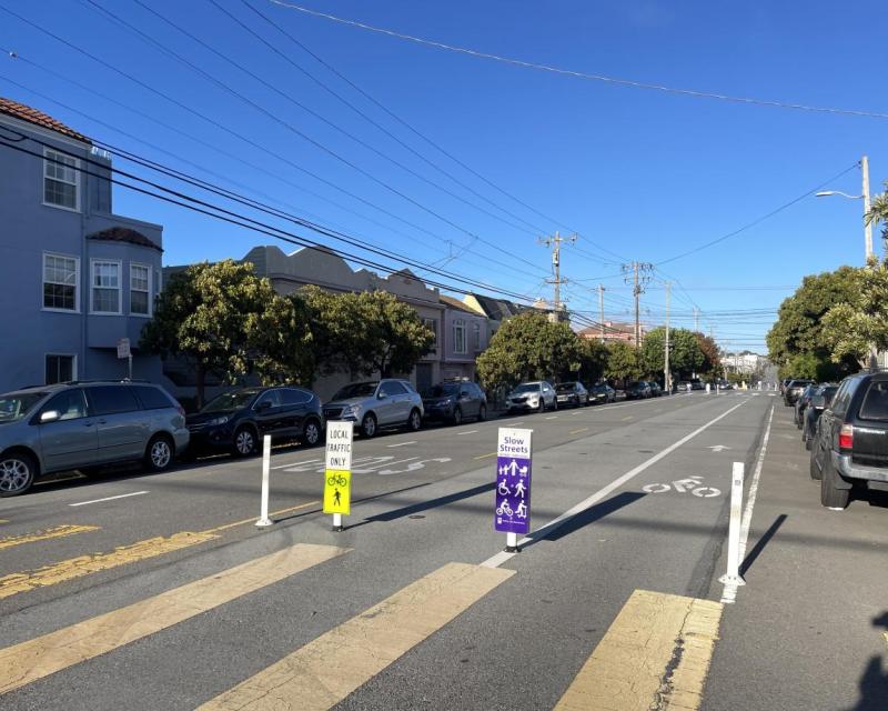 Signs on Cabrillo Slow Street