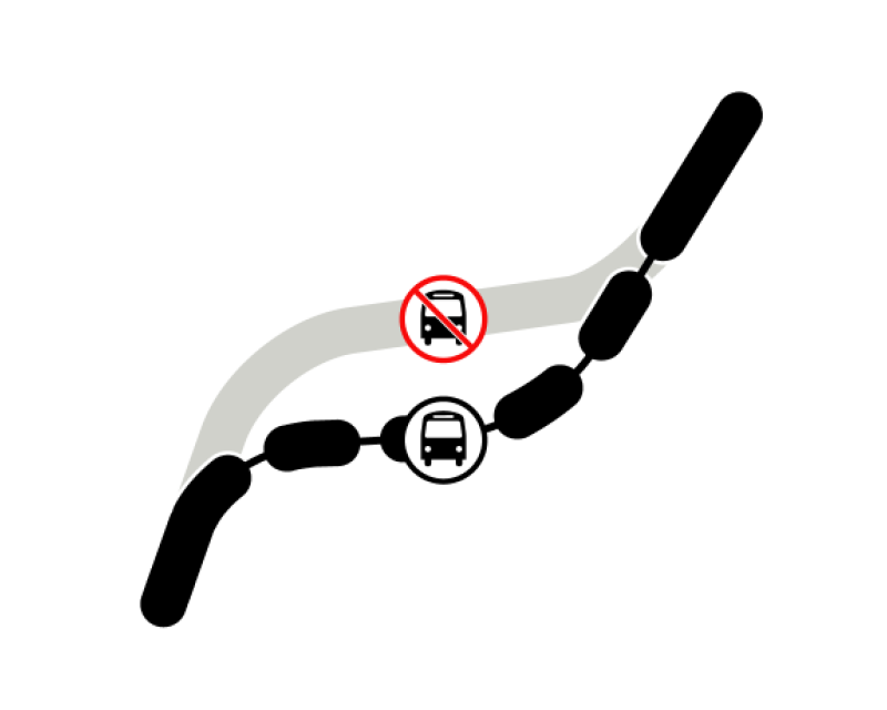 reroute symbol showing a bus on an alternative route