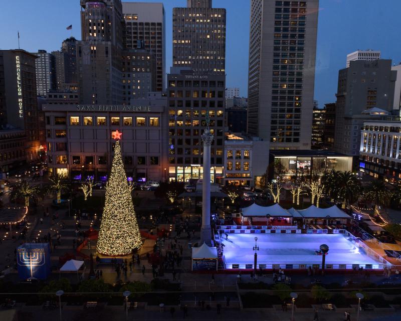 Picture of Christmas Tree and Ice-Skating Rink in Union Square.