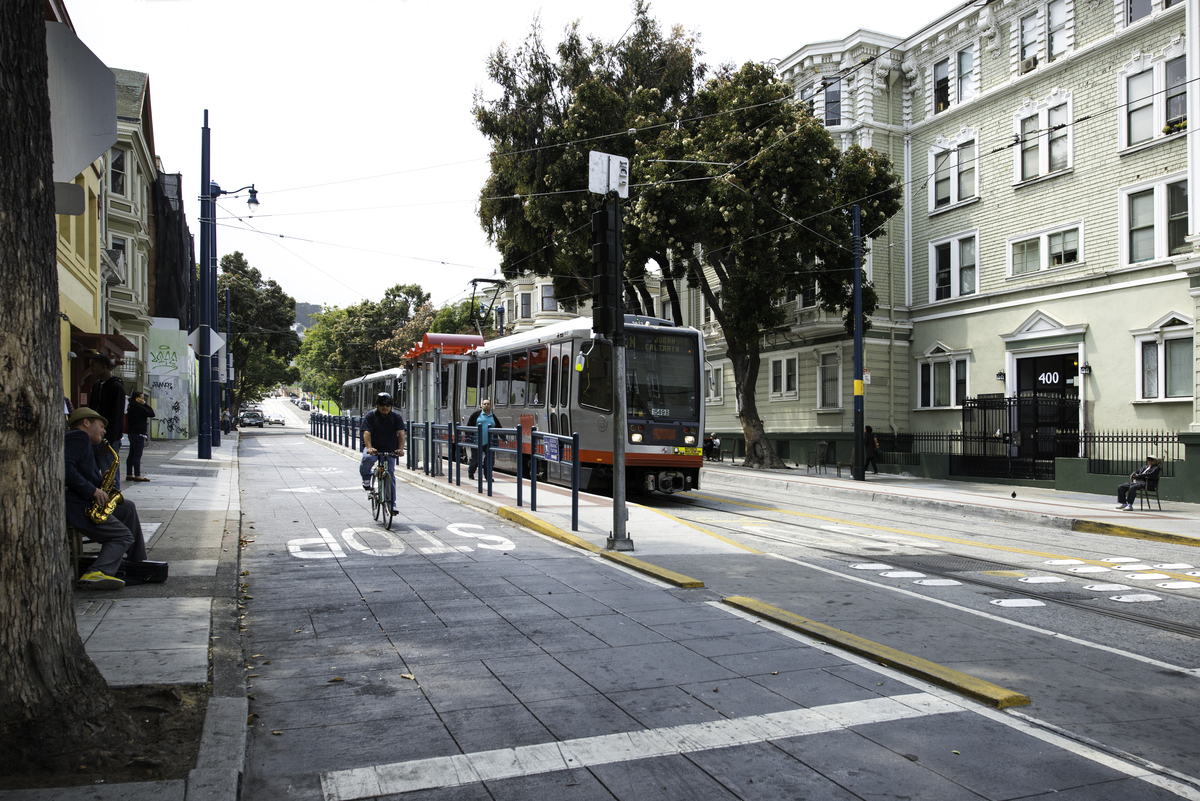 Muni train at Church & Duboce