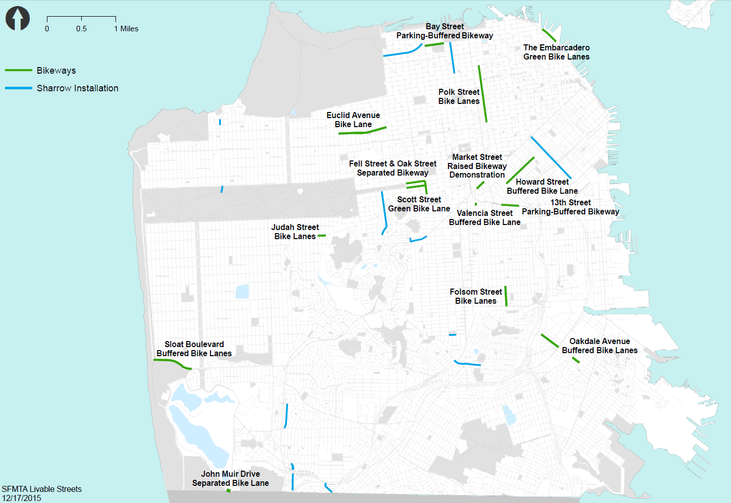 SFMTA Bike Projects Completed in 2015