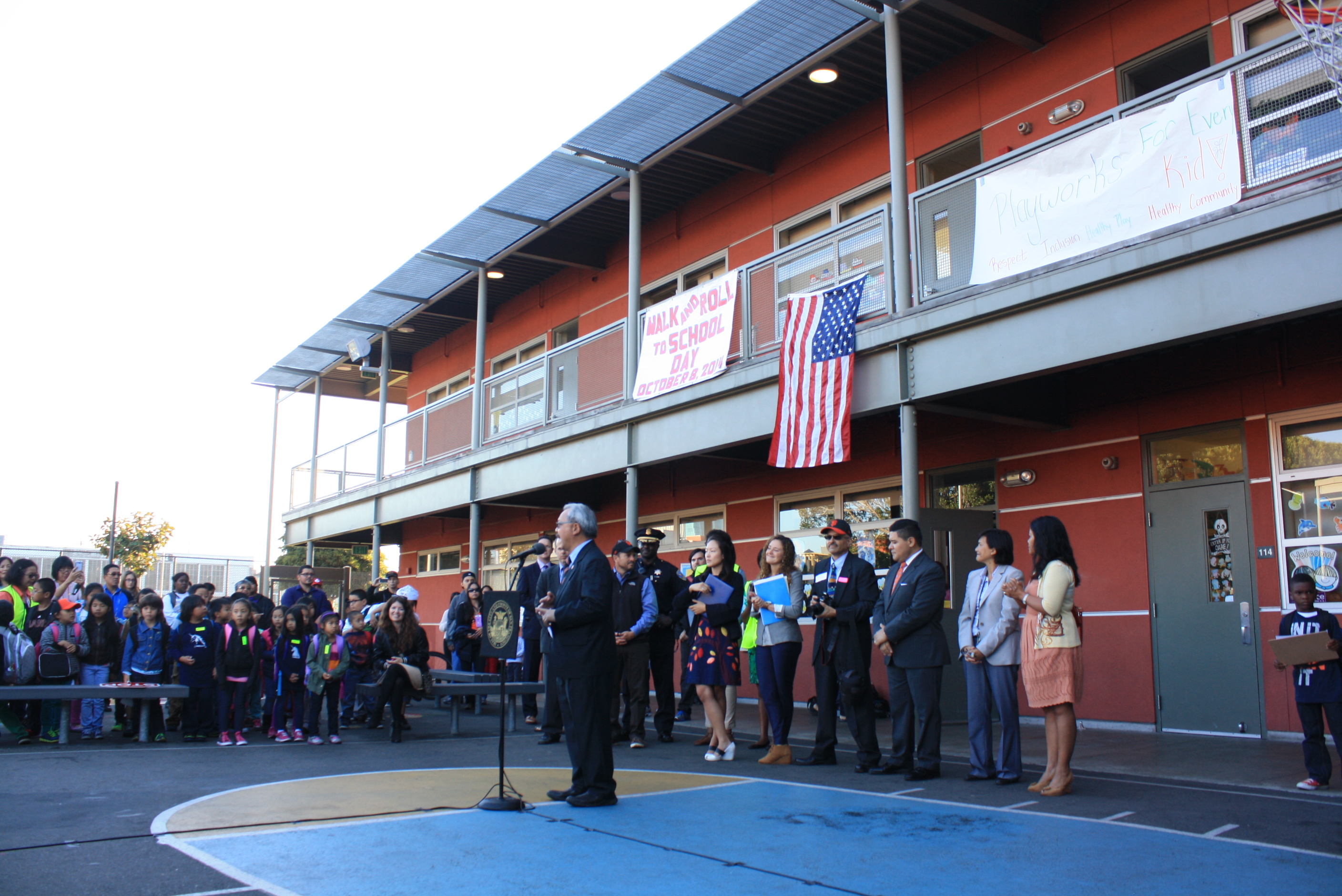 Mayor Ed Lee and city officials at Walk and Roll to School Day 2014