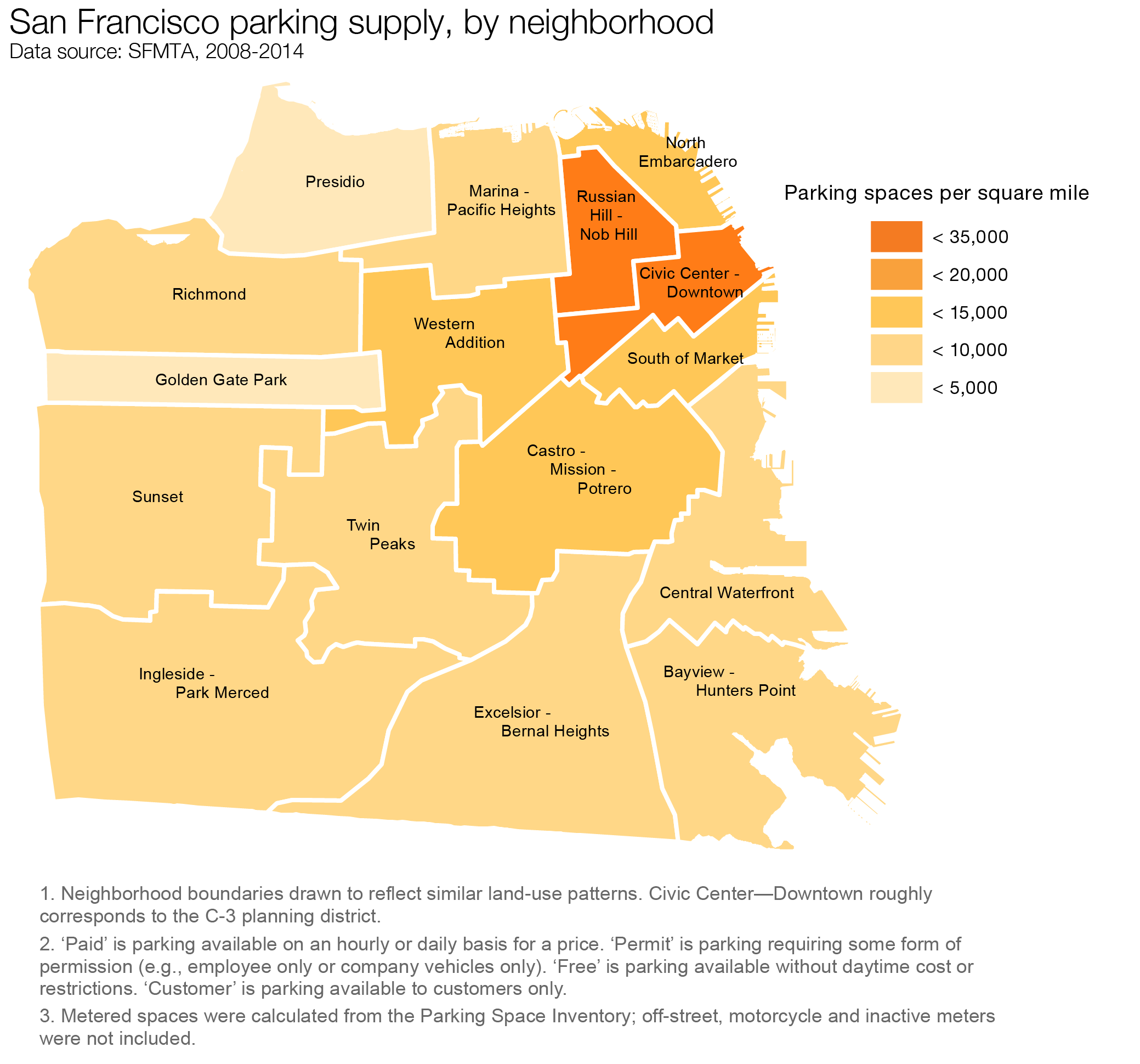 San Francisco Parking Supply, by neighborhood