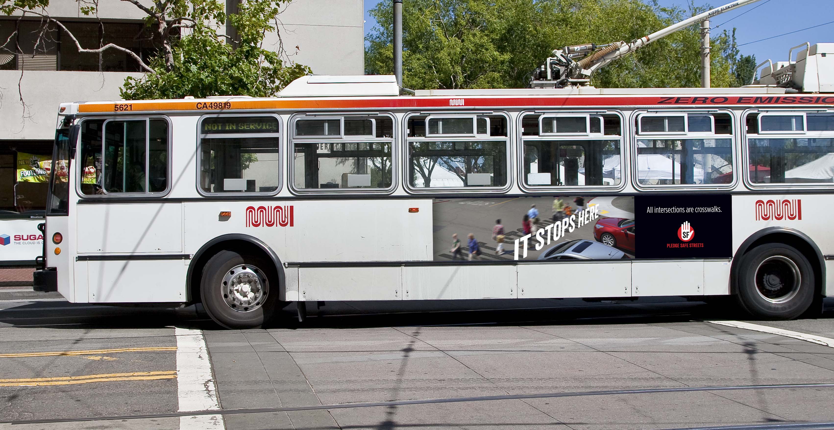 Safe Streets SF ad on a Muni vehicle