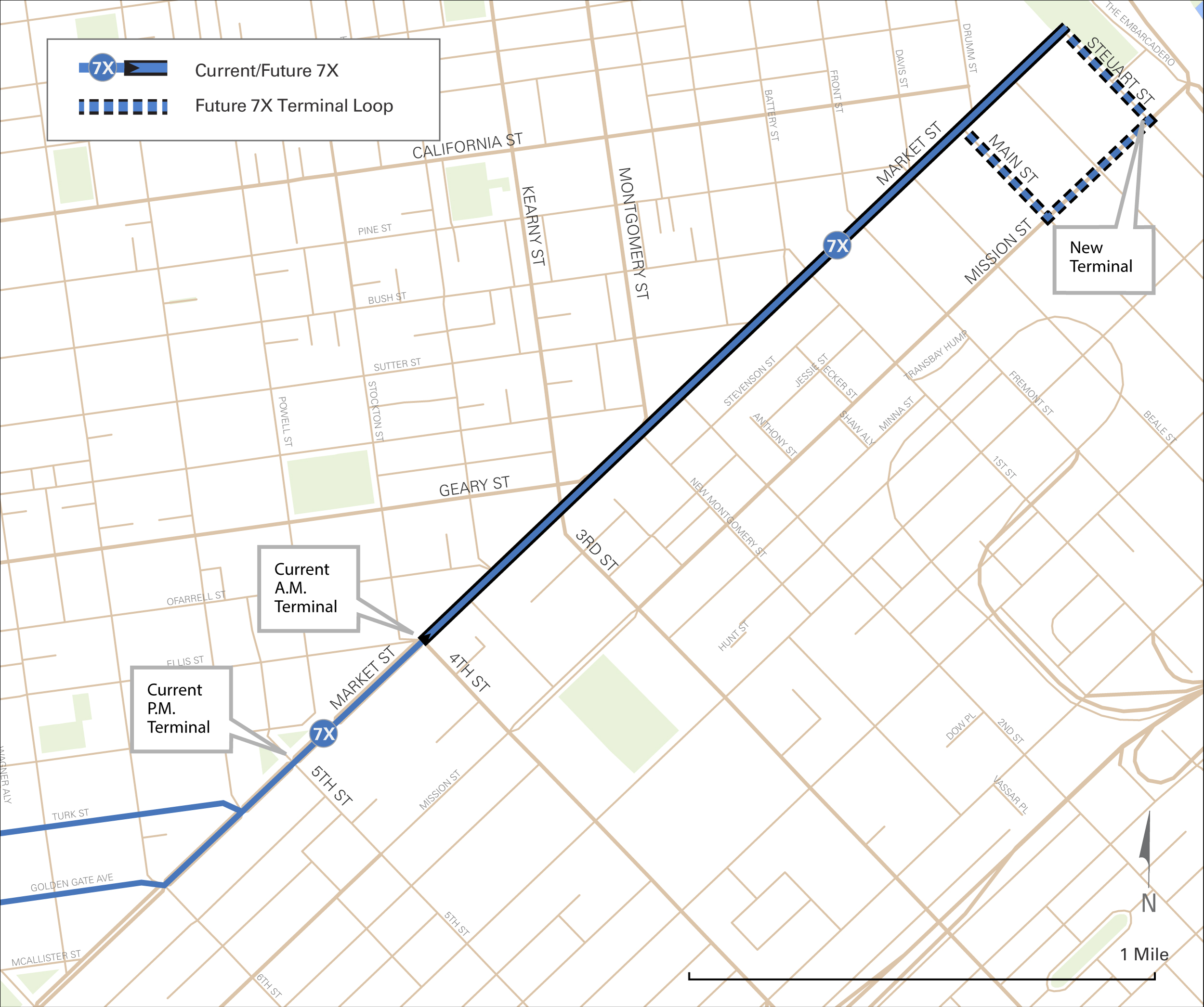 7x Noriega Express route change map