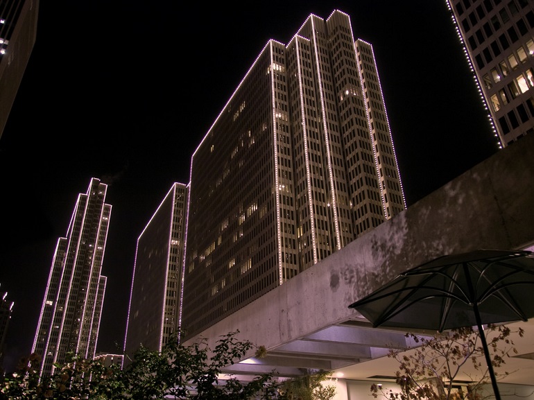 Embarcadero Center lights at night