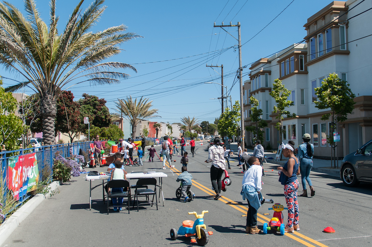 A Play Streets event on Jamestown Ave.