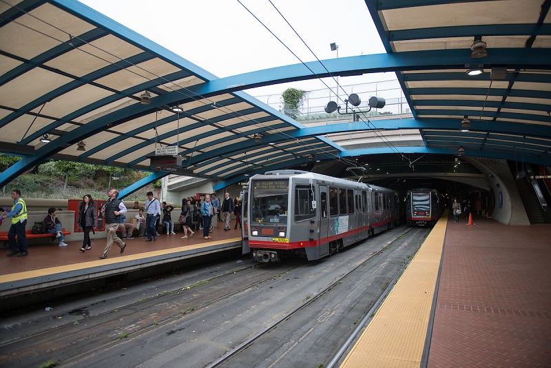 Outbound LRV at West Portal Station