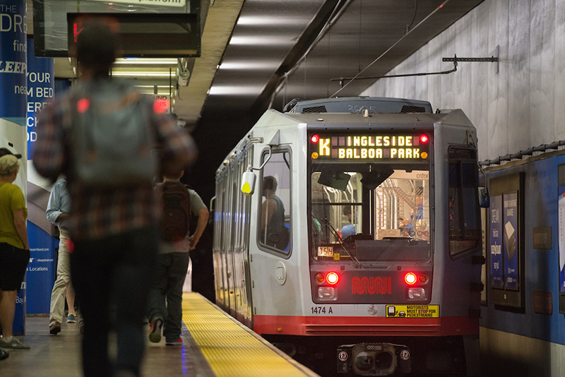 muni metro station and train