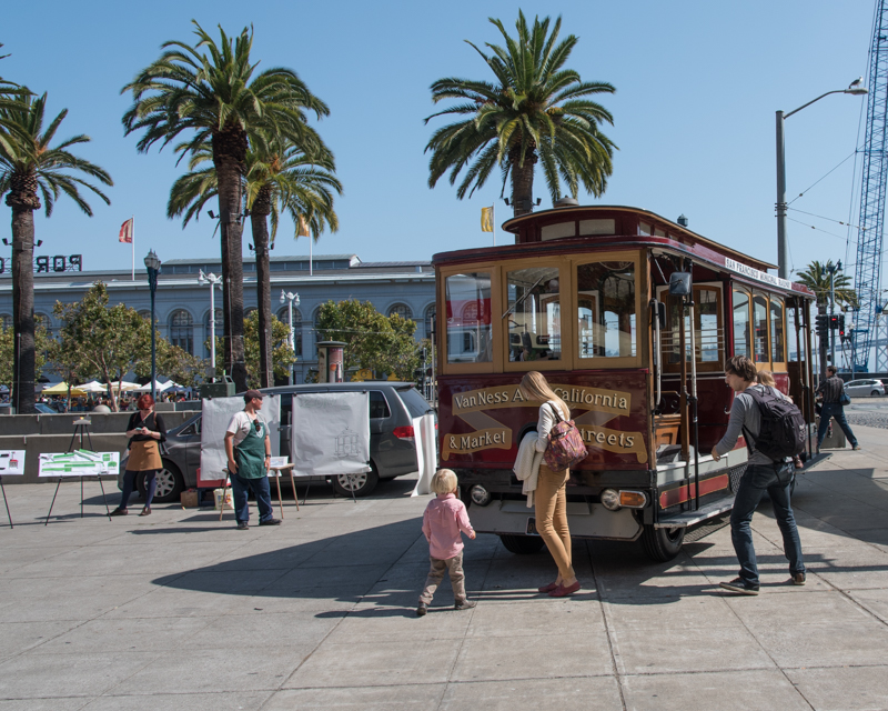 a family with motorized cable car 62